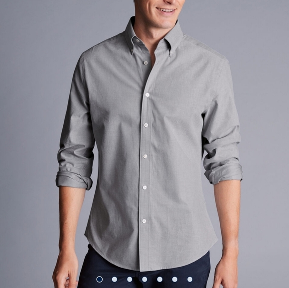 Charles Tyrwhitt - classic fit, extra large, light grey brushed cotton twill LS - Picture 3 of 3